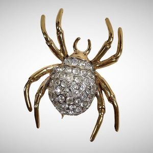 Spider Brooch Pin Clear Zircon Crystal Fashion Jewelry 1.5”